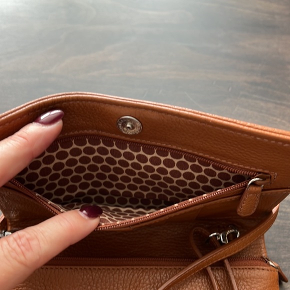 Brighton, brown leather silver studded Crossbody bag - Picture 6 of 8